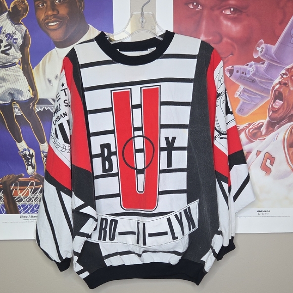 Vintage Urban Circut Graphic Crewneck Sweater - Red Black and White